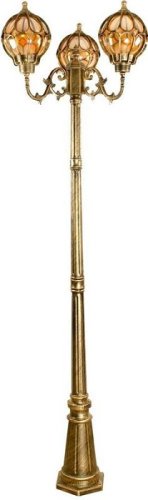 Светильник садово-парковый Feron "Сфера малая" PL3809 220В 3*60Вт E27 IP44 Черное золото 2200мм картинка 